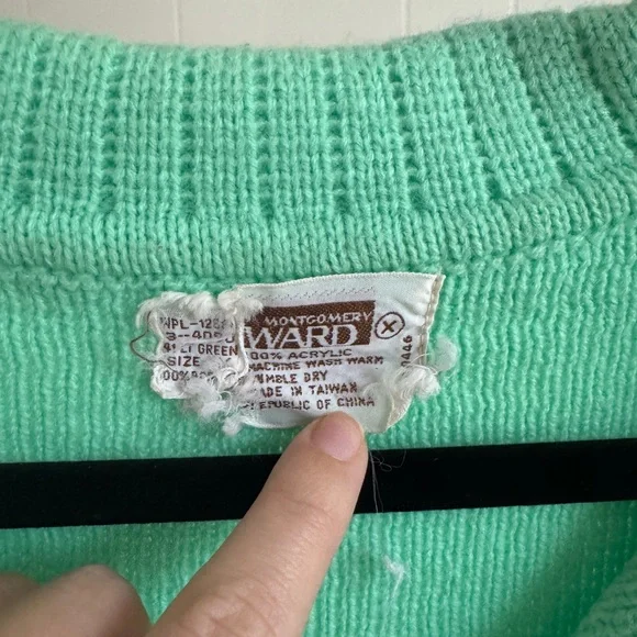 Vintage Mint Green Women's Sweater Cardigan Button - Picture 4 of 5
